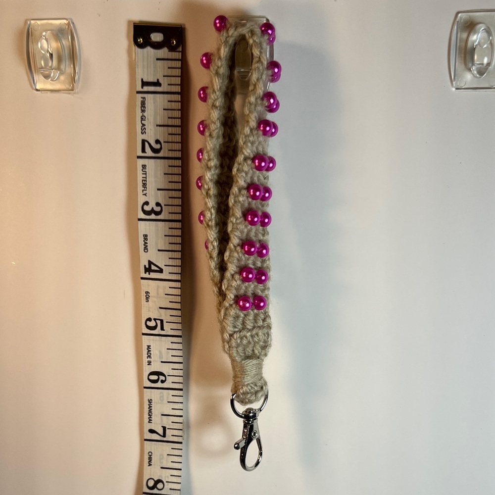 Cream and Pink Key Card Holder Accessory